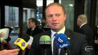 Maltas newlyelected Muscat arrives at the March 2013 EU Summit [upl. by Nahsin81]