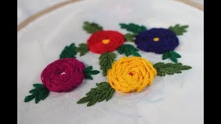 Hand Embroidery Designs  Rambler rose stitch  Stitch and Flower171 [upl. by Jemmie]