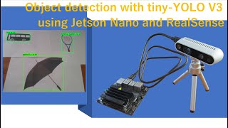 Object detection with tinyYOLO v3 using Jetson Nano and RealSense camera [upl. by Airreis]