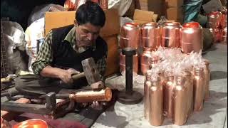 Hammered Process on Copper bottle  Handmade Copper bottle  Hammered Design  Karigar making bottle [upl. by Niran]