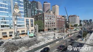 Viaduct demolition and site restoration at University Street [upl. by Yadnil]