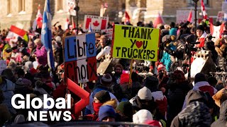 Trucker convoy Thousands descend on Canadas capital to protest COVID19 vaccine mandates  FULL [upl. by Coral442]