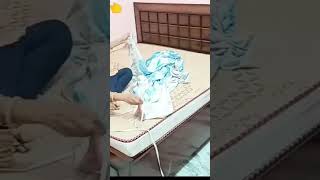 fitting elastic bed coverGadda cover cutting amp stitchingfitted bed coverफिटिंग गद्दा कवरशॉर्ट्स [upl. by Osmo]