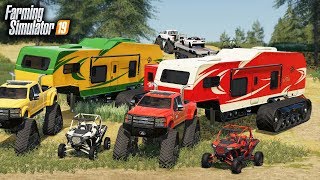 FS19 CAMPING WITH NEW 120000 TRACKED CAMPER amp NEW quotDODGEZILLAquot MULTIPLAYER [upl. by Adnovay]