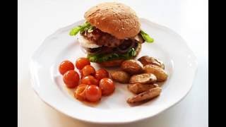 Gluten free Pork burger with caramelized onions and chevre [upl. by Tomkiel]