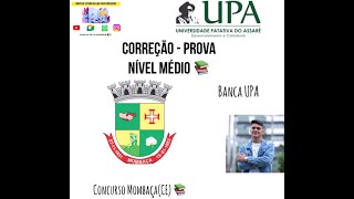 CORREÇÃO  MOMBAÇA CE  BANCA UPA  NÍVEL MÉDIO  AUXILIAR DE ENSINO PROVA 📚 [upl. by Anicart]