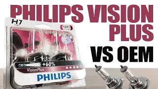 Philips VisionPlus vs OEM  Original Headlight Bulbs Comparison [upl. by Eldridge]