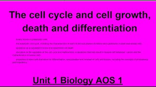 Unit 1 AOS 1 Biology Cell cycle Mitosis and stem cells [upl. by Bilak217]