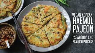 Making Vegan Haemul Pajeon Korean Seafood amp Scallion Pancakes  Some ✨ASMR✨ Action [upl. by Brenner]