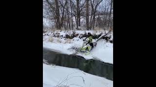 Snowmobile Water Crossing Fail [upl. by Dlaniger]