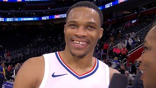 Russell Westbrook Reacts to Becoming 25th Player Ever to Score 25K Points [upl. by Gnilrets]