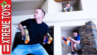 Sneak Attack Payback on Dad Ethan and Cole Family XShot Blaster Battle [upl. by Aniakudo]