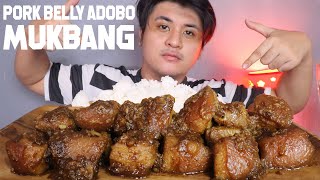 PORK BELLY WITH SPECIAL ADOBO SAUCE MUKBANG [upl. by Ahsikal]