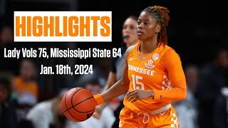 HIGHLIGHTS Lady Vols 75 Mississippi State 64 [upl. by Daphne]