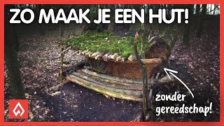 SURVIVAL een hut maken zonder gereedschap  Dutch Outdoor Group [upl. by Ykcor980]