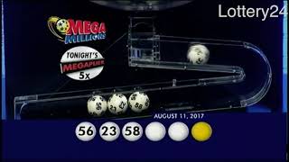 2017 08 11 Mega Millions Numbers and draw results [upl. by Ydak]