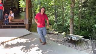 Zeb Ross dancing to some Bluegrass at Carolina Creekside Cabin Waynesville NC  Song  Sugar Hill [upl. by Kcor924]