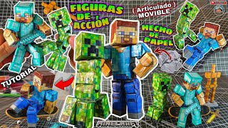 Como hacer tu propia figura Steve y Creeper Minecraft movible hecho de papel Papercraft Manualidades [upl. by Meli]