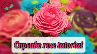 Rose cupcake  buttercream piping tutorial [upl. by Oivalf]