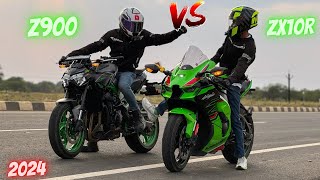 2024 Kawasaki Z900 vs ZX10R Drag Race 😱  1st Gear Challenge [upl. by Gokey]