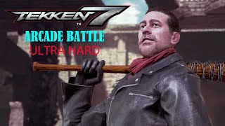 Tekken 7  Negan Arcade Battle in Ultra Hard Full Gameplay [upl. by Bud812]