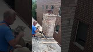 Working progress  brick chimney rebuilding process [upl. by Ylurt]