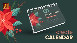 HOW TO CREATE A CALENDAR WITH CHRISTMAS FLOWER IN ADOBE ILLUSTRATOR [upl. by Nwahsear]