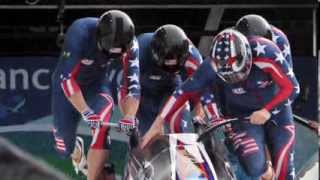 Winter Olympics Bobsled  Mechanics of Sprint Start [upl. by Deaner210]