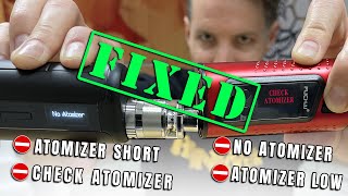 Check Atomizer  Atomizer Short  No Atomizer  Atomizer Low Error Messages Troubleshooting amp Fix [upl. by Tarkany764]