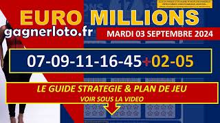 EUROMILLIONS RÉSULTAT TIRAGE MARDI 03 SEPTEMBRE 2024 [upl. by Haliled]