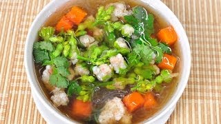 Thai Food  Stuffed Cowslip Creeper in Plain Soup Gang Jued Dok Ka Jorn Yud Sai [upl. by Hutchins]