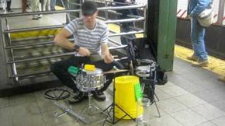 Fantastic street drummer Mike Alaska in New York subway [upl. by Aivartal]