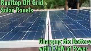 ROOFTOP OFF GRID SOLAR PANELS CHARGING THE BATTERY BANK WITH 17kW OF POWER [upl. by Peggie]