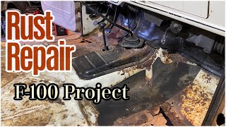 Rusty Floor Pan Replacement F100 Ford Project [upl. by Addiego]