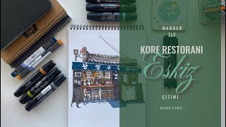 KORE RESTORANI  Marker ile Mimari Eskiz  Drawing Architecture Freehand [upl. by Nabila]