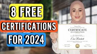 8 FREE High Paying Certifications For Remote Jobs in 2024  And How Much Do They Pay [upl. by Eshman]