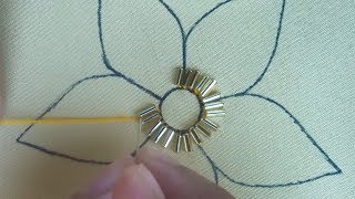 beaded embroidery flower for dresseasy beads work [upl. by Jarrod]