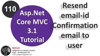 110 Resend email confirmation verification email in aspnet core  AspNet Core tutorial [upl. by Robenia]