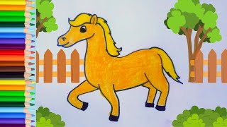 how to draw a horse easy for kids [upl. by Corinne]