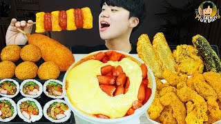 ASMR MUKBANG 직접 만든 대왕 가래떡 떡볶이 김밥 양념 치킨먹방 amp 레시피 FIRE NOODLES AND Tteokbokki EATING SOUND [upl. by Yliram]