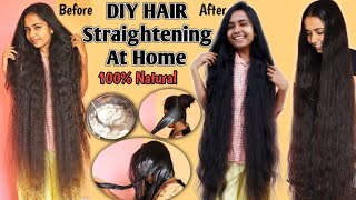 Permanent Hair Straightening At Home  Only Natural Ingredients  No Chemical No Heat  RuntiMe [upl. by Emelita]