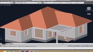 AUTOCAD 3D HOUSE SLOPED ROOF  AUTOCAD SLOPED ROOF  3D ROOF [upl. by Ayikin]