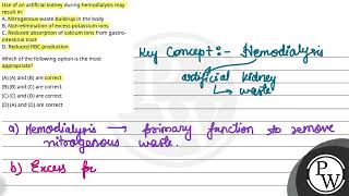 Use of an artificial kidney during hemodialysis may result inA Nitrogenous waste buildup in t [upl. by Nnylekoorb103]