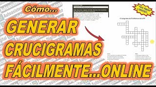 Cómo Generar CRUCIGRAMAS GRATIS Online IMPRIMIBLE  Autoasistencia Digital 😉 [upl. by Karney]