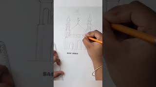 How to draw a masjid drawing and simple colour arabicartdrawing paintingforyouviralvideovideo [upl. by Allicirp]