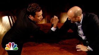 Jimmy Fallon and Jason Statham Arm Wrestle Late Night with Jimmy Fallon [upl. by Edyak549]