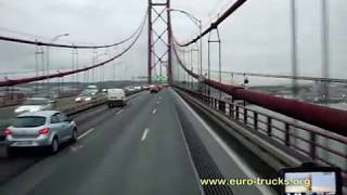 Entering Lisbon by Truck and crossing Golden Gate twin bridge [upl. by Donni]