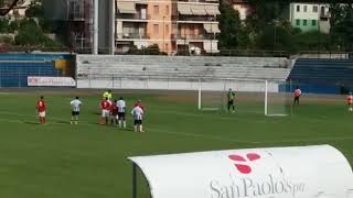 Calcio Savona  Lavagnese il rigore parato da Bellussi [upl. by Ynohtnakram]