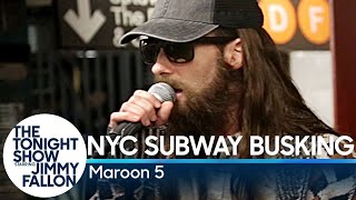 Maroon 5 Busks in NYC Subway in Disguise [upl. by Elyr790]