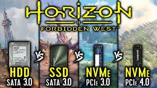 HDD vs SSD vs NVMe 30 vs NVMe 40  Horizon Forbidden West  Loading Times [upl. by Malloch]